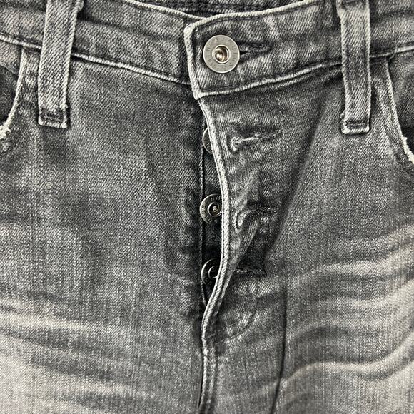 AG THE ISABELLE BUTTON-UP High Rise Straight Crop Jeans Raw Uneven Hems Black 27 - Picture 7 of 11